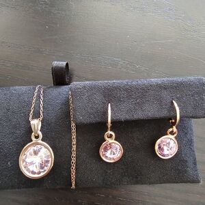 Rose Gold Jewelry Set with Pink Stones